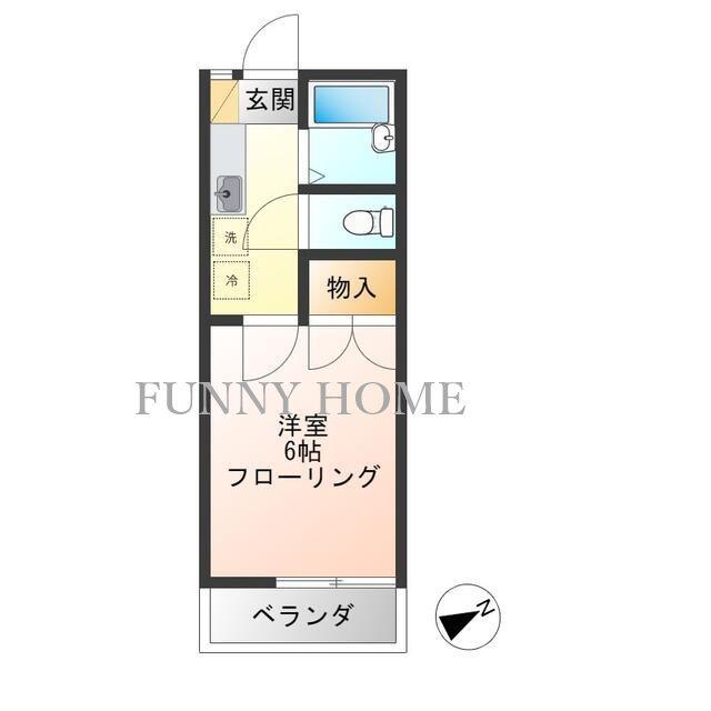 サンヒルズ(1K/2階)の間取り写真