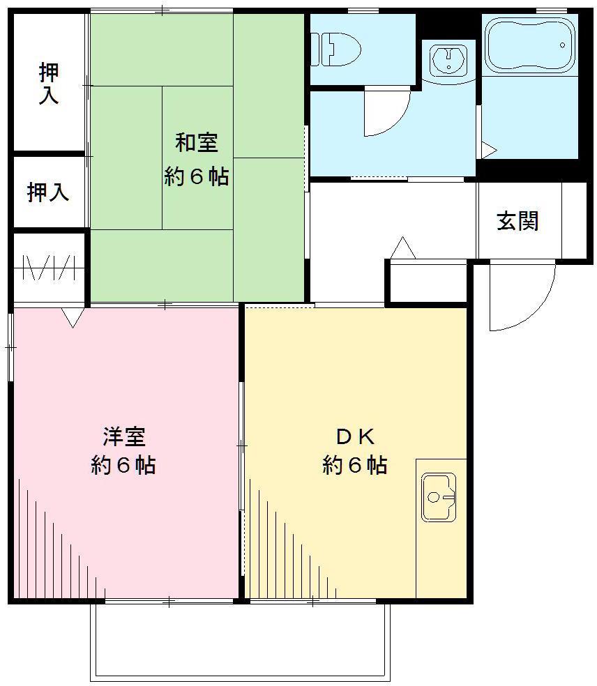 メルベーユ小倉D(2DK/2階)の間取り写真