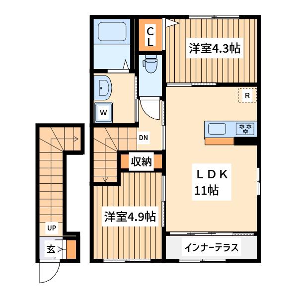 ブラン メゾン3(2LDK/2階)の間取り写真