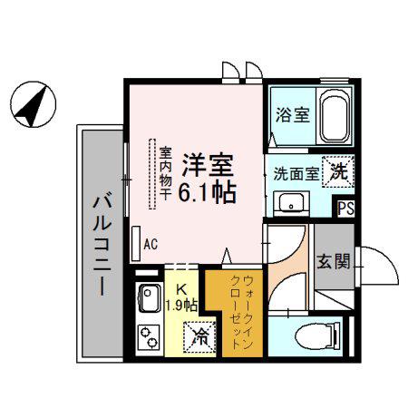 CASA白金(ワンルーム/2階)の間取り写真