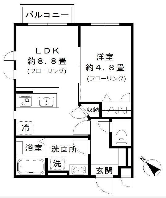 白馬レジデンシア(1LDK/2階)の間取り写真