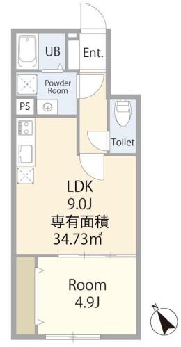 エテルノヴァローレ一之江(1LDK/1階)の間取り写真