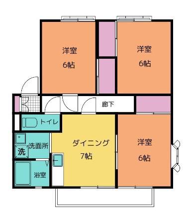 サンビレッジ南蔵王(3DK/2階)の間取り写真