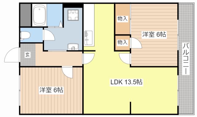 レジデンス栗東(2LDK/2階)の間取り写真