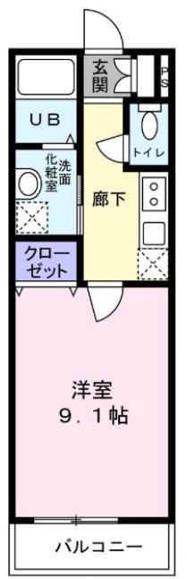 サラブレッド 1(1K/3階)の間取り写真