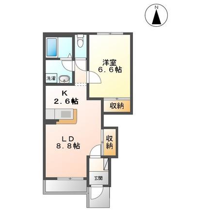 落ち着いた住環境が魅力(1LDK/1階)の間取り写真