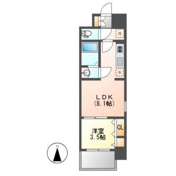 ファステート名古屋駅前アルティス(1LDK/12階)の間取り写真