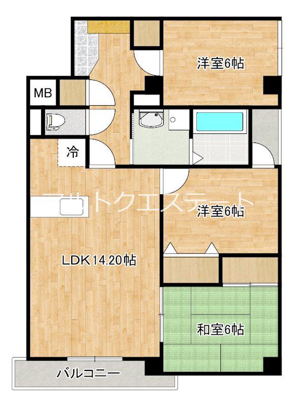マンションパピィーズ(3LDK/3階)の間取り写真