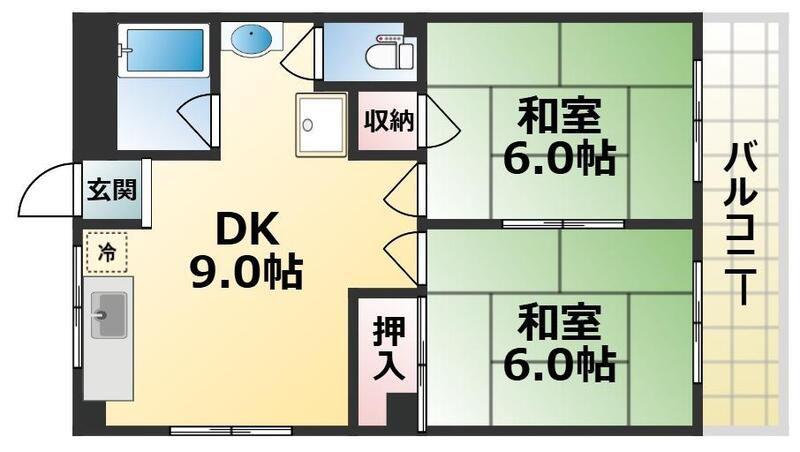 村田マンション(2DK/3階)の間取り写真