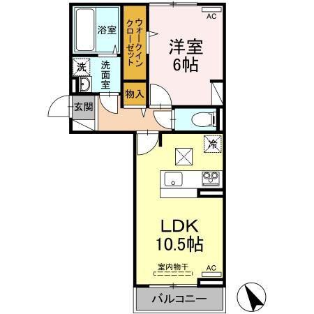 エルフォルク(1LDK/1階)の間取り写真