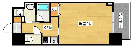 ブリリアンクラス河原町(1K/13階)の間取り写真