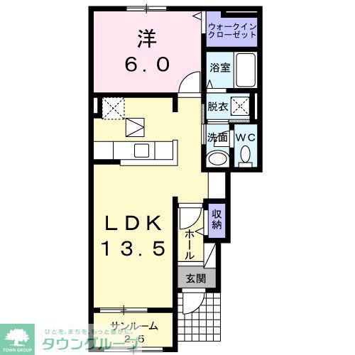 コンフォール B(1LDK/1階)の間取り写真