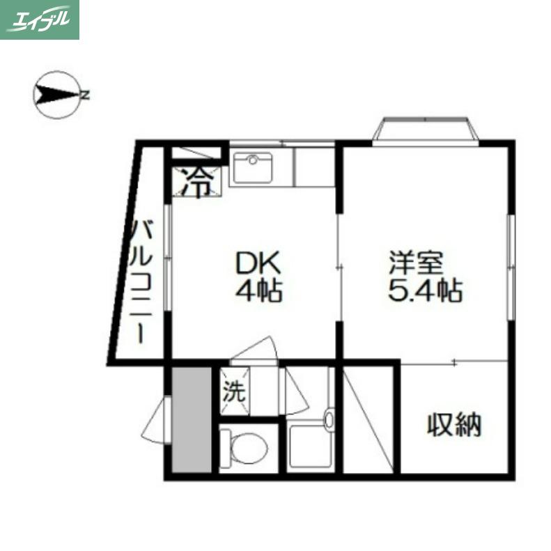 サンロード津高(1DK/1階)の間取り写真