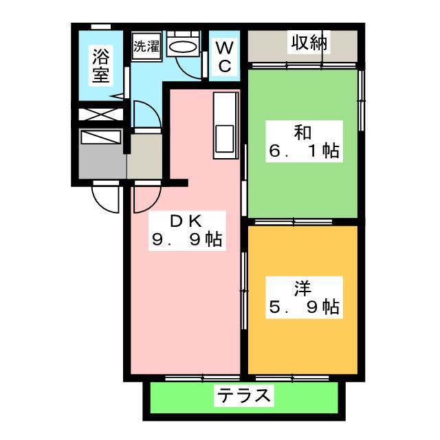 GRANCEED TAKARA(2DK/1階)の間取り写真