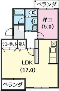 ハイツテクトピア掛川I(1LDK/3階)の間取り写真