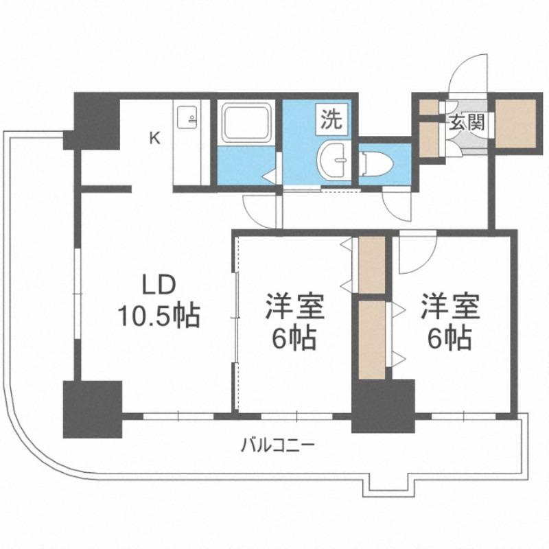 ティアラタワー中島倶楽部(2LDK/4階)の間取り写真