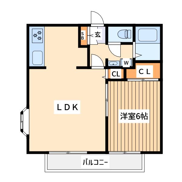 フロイディハイツ(1LDK/2階)の間取り写真
