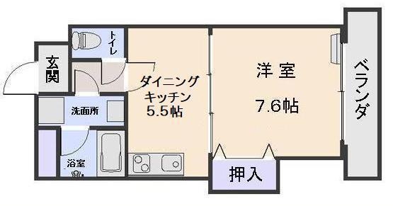 レオシティ駿(1DK/2階)の間取り写真