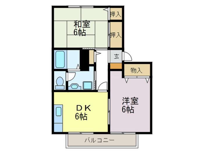 エクセレント西明石A(2DK/1階)の間取り写真