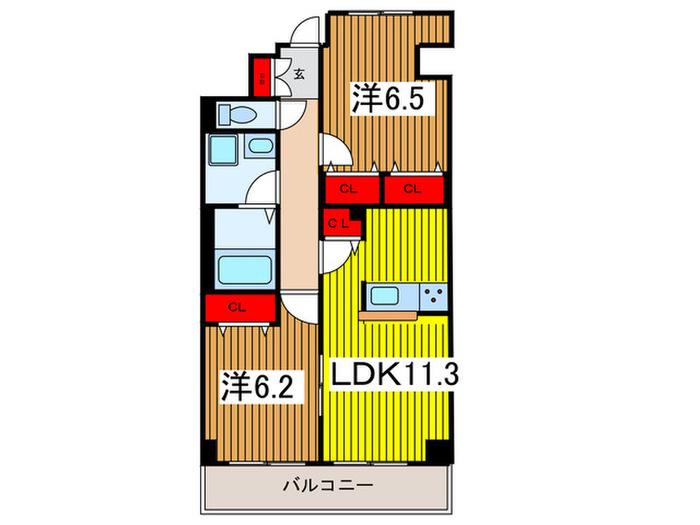 フランチェスカ(2LDK/5階)の間取り写真