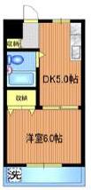 ヒエダビル(1DK/2階)の間取り写真