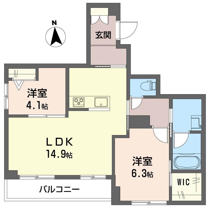 サラシャンティ(2LDK/3階)の間取り写真