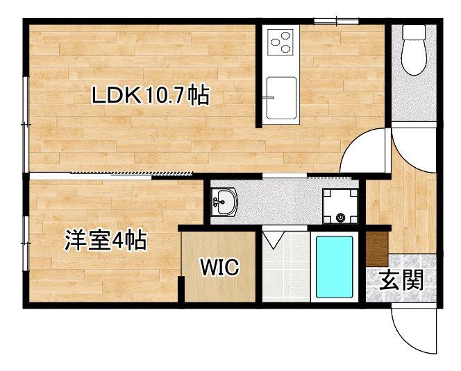 甘木鉄道 大板井駅 徒歩12分 2階建 新築(1LDK/1階)の間取り写真