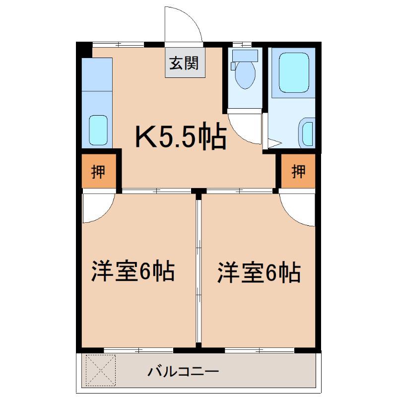 平田コーポ(2K/2階)の間取り写真