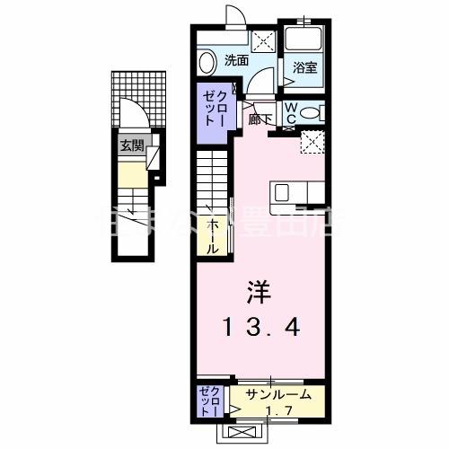 キャネル(ワンルーム/2階)の間取り写真