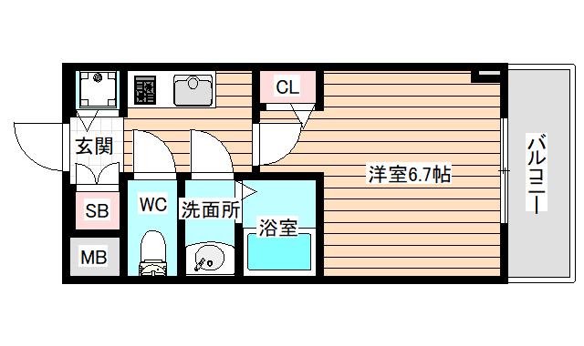 セオリー大阪フルール(1K/9階)の間取り写真