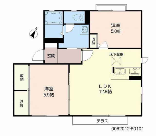 ファーネス  F棟(2LDK/1階)の間取り写真