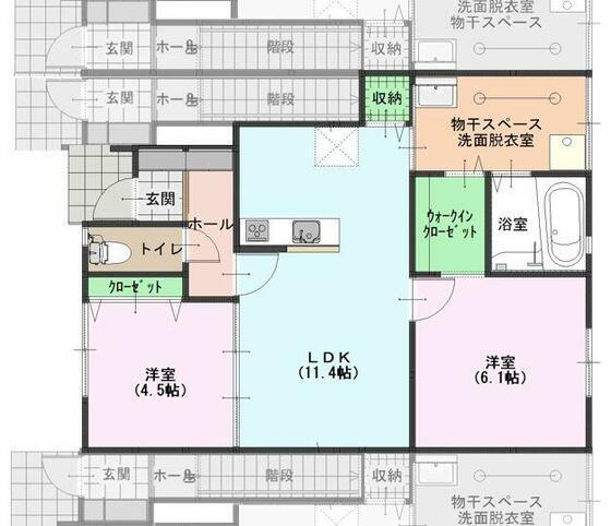 クオーレII(2LDK/1階)の間取り写真