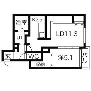 ピクシーガーデン資生館(1LDK/3階)の間取り写真