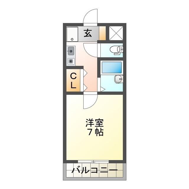 エステート白塚(1K/3階)の間取り写真