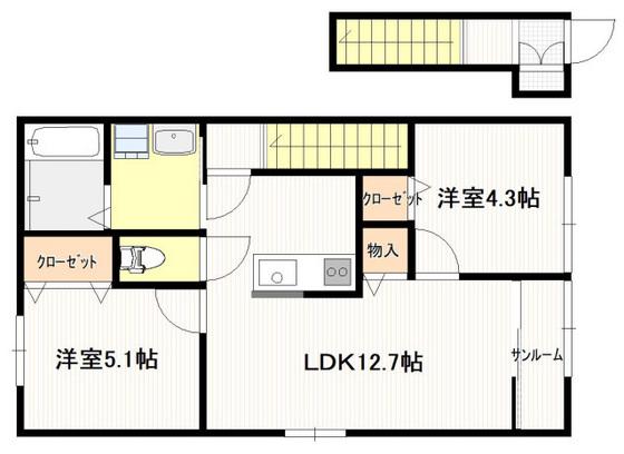 南栄2丁目アパート(2SLDK/2階)の間取り写真