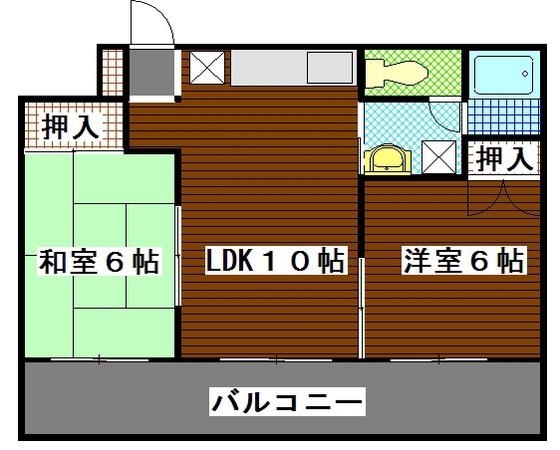 パークサイドカワマタ(2LDK/5階)の間取り写真