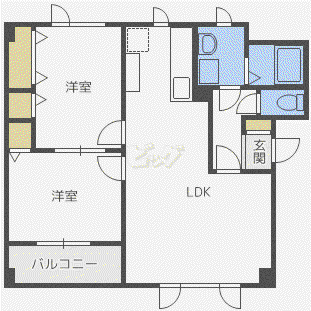 エスタシオンイカワI(2LDK/2階)の間取り写真