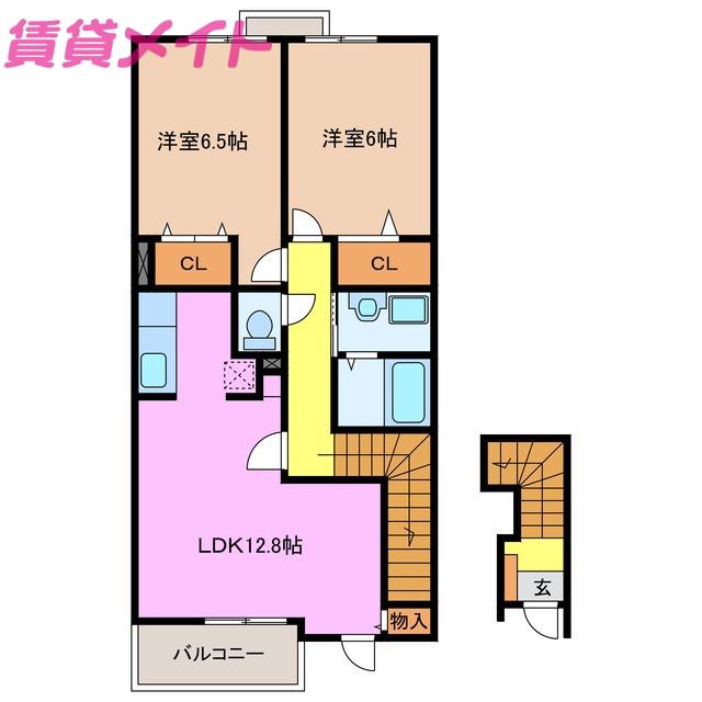 ジェルメ86I(2LDK/2階)の間取り写真