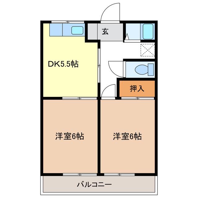 コーポゆずき(2DK/1階)の間取り写真