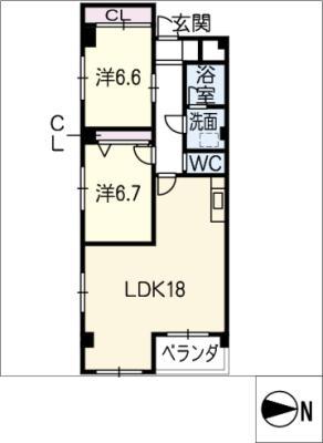 IEC BLDG(2LDK/3階)の間取り写真