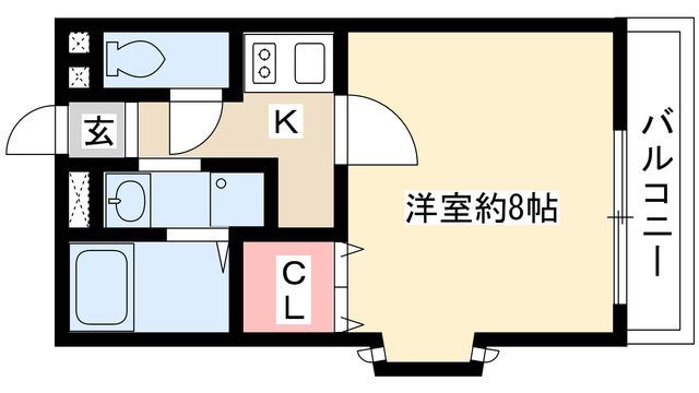 アンプルールリーブルルーアン(1K/2階)の間取り写真