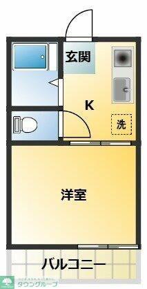 ハイツシバタ1号棟(1K/2階)の間取り写真