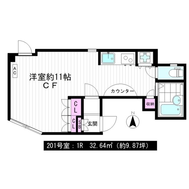 フォルス池上(ワンルーム/2階)の間取り写真