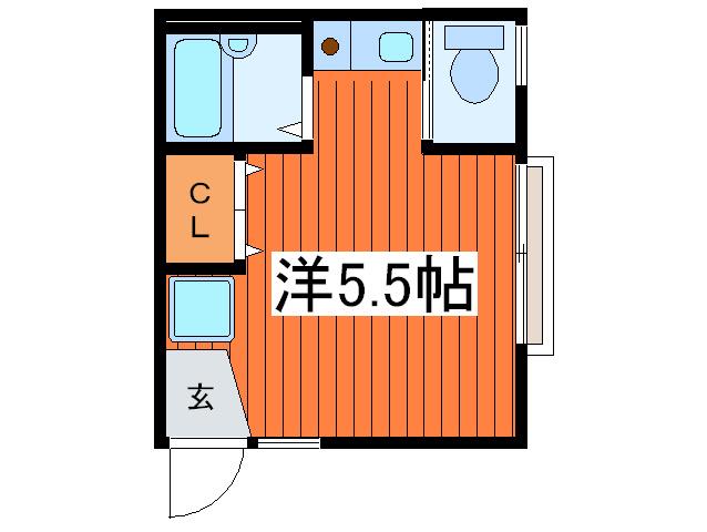 栄ハウス(ワンルーム/2階)の間取り写真