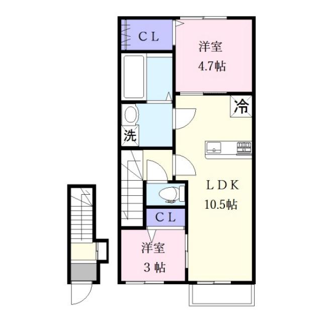 GRANCHESTA(2LDK/2階)の間取り写真