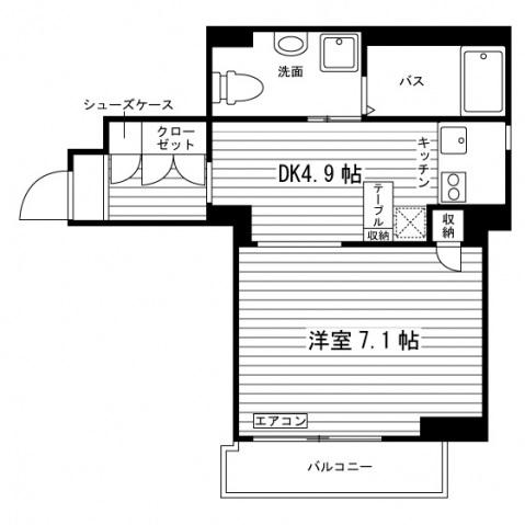 シエロコート三軒茶屋(1DK/10階)の間取り写真