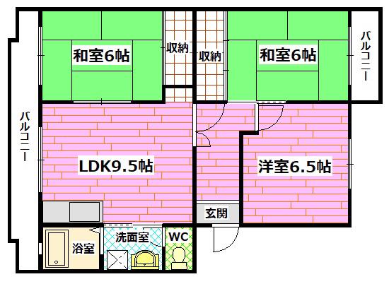 ソレイユ海田(3LDK/3階)の間取り写真