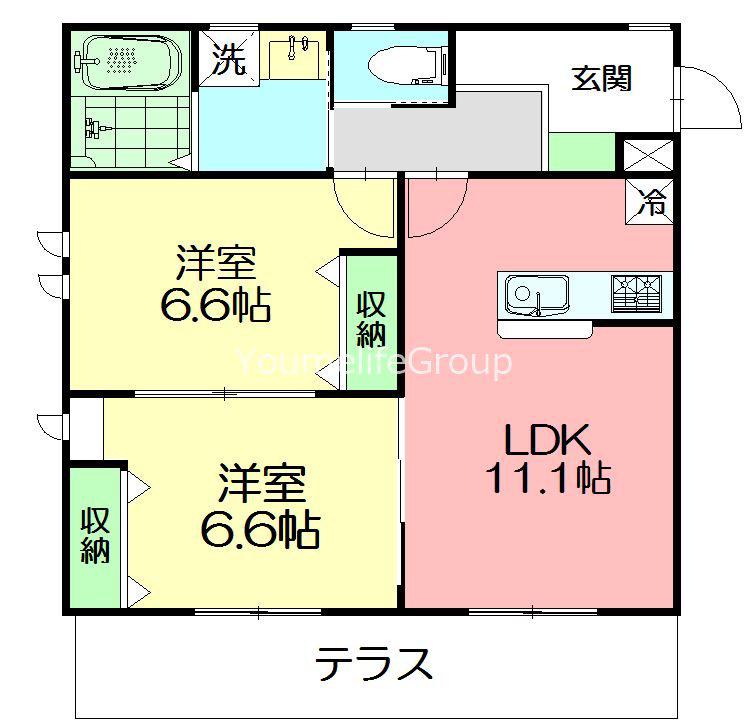 ヴィラシャンベール(2LDK/1階)の間取り写真