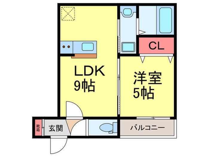 ノイヴェル東住吉(1LDK/3階)の間取り写真