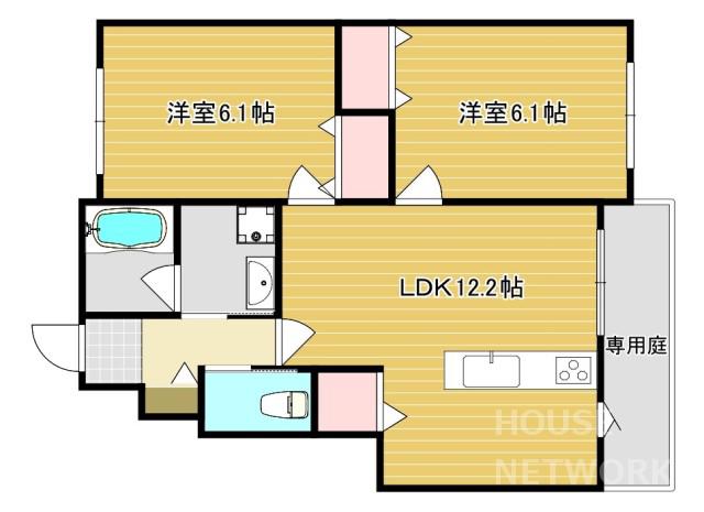 ルースプラトー(2LDK/1階)の間取り写真
